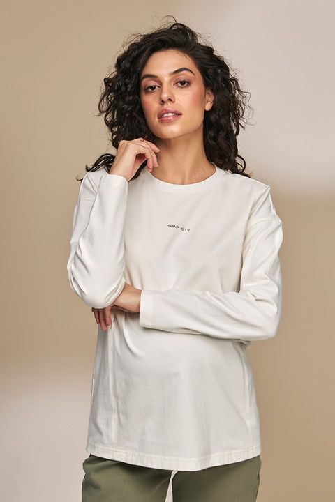 Молочний лонгслів з мінімалістичним принтом для вагітних та годуючих NR-33.022 фото