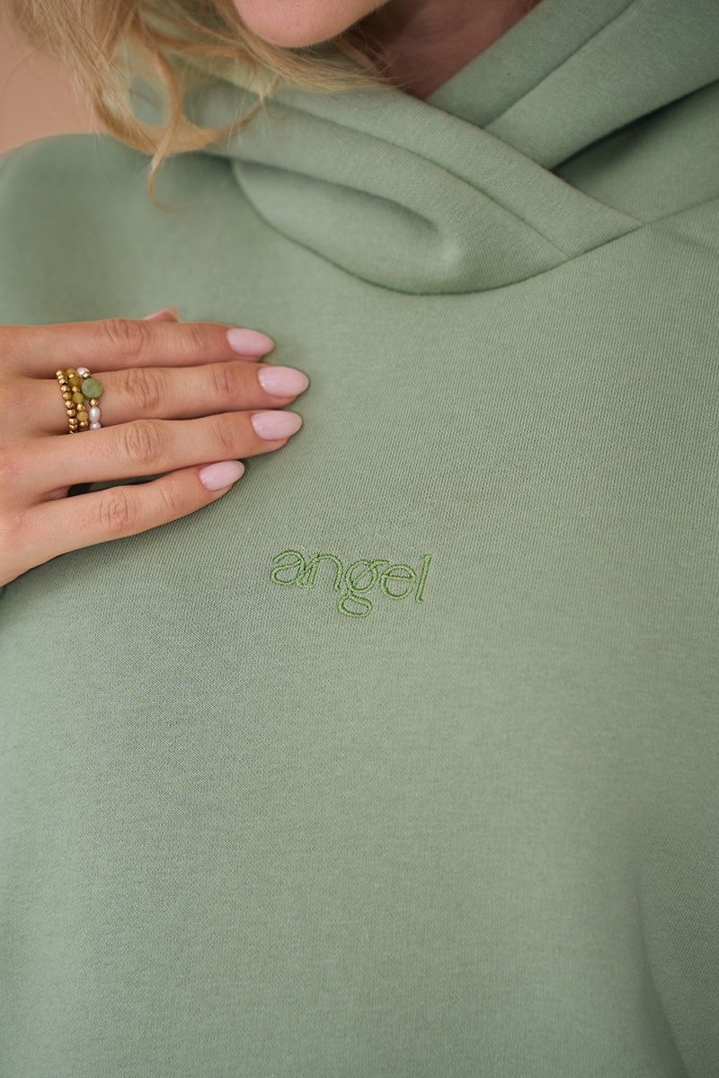 Теплий оливковий худі для вагітних та годуючих з вишивкою на грудях SW-45.021 фото