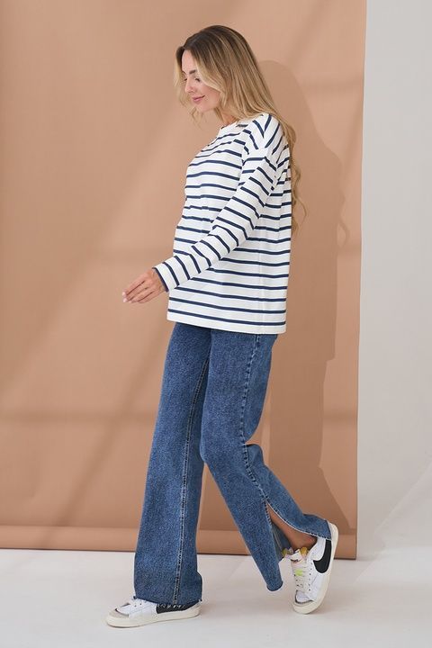 Джинси для вагітних з розрізом сині зі сніжним ефектом DM-35.062 фото