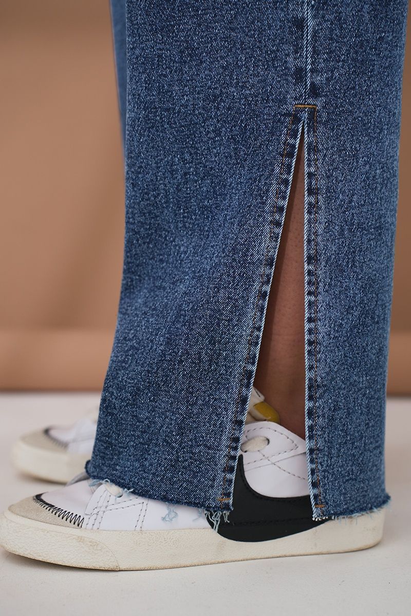 Джинси для вагітних з розрізом сині зі сніжним ефектом DM-35.062 фото