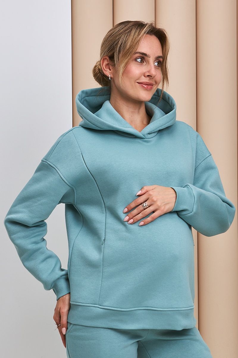 Блакитний теплий костюм з начісом для вагітних та годуючих ST-44.013 фото