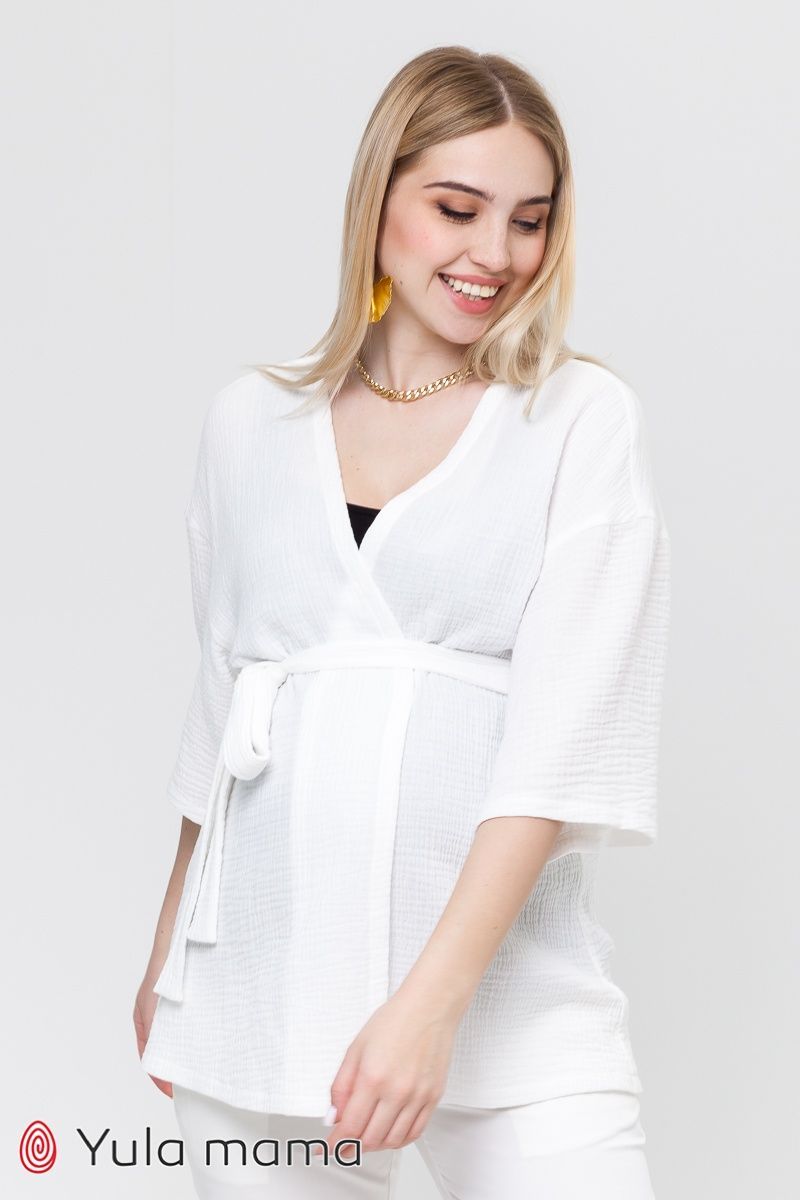 Молочна муслінова туніка-кардіган з рукавом 3/4 для вагітних та годуючих TN-21.042 фото