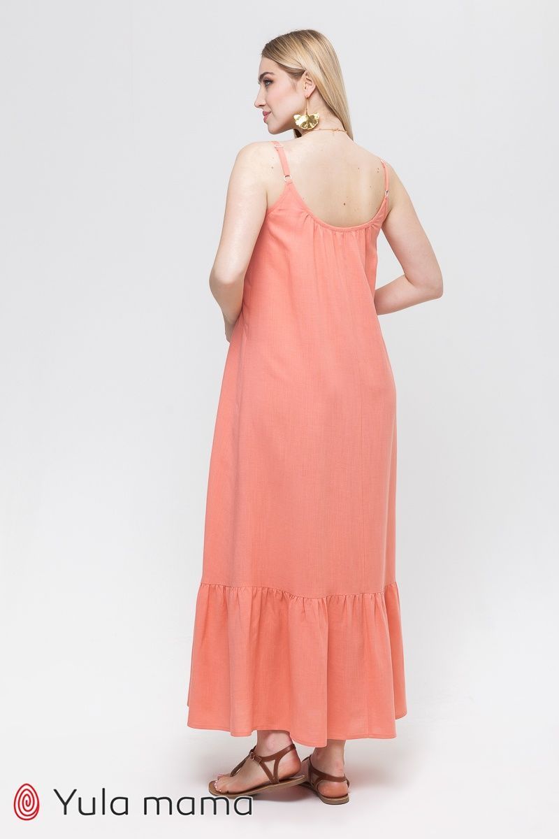 Кораловий довгий сарафан в бохо стилі для вагітних та годуючих SF-21.053 фото