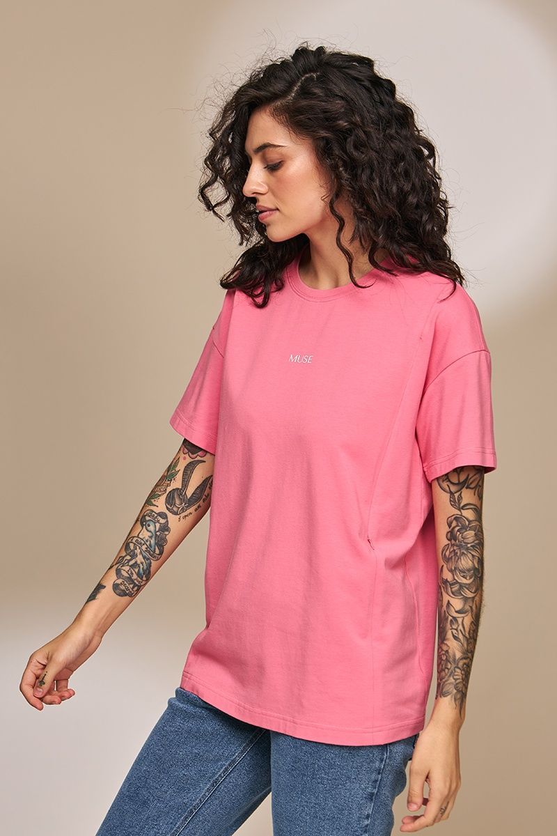 Малинова футболка для вагітних та годуючих NR-33.012 фото