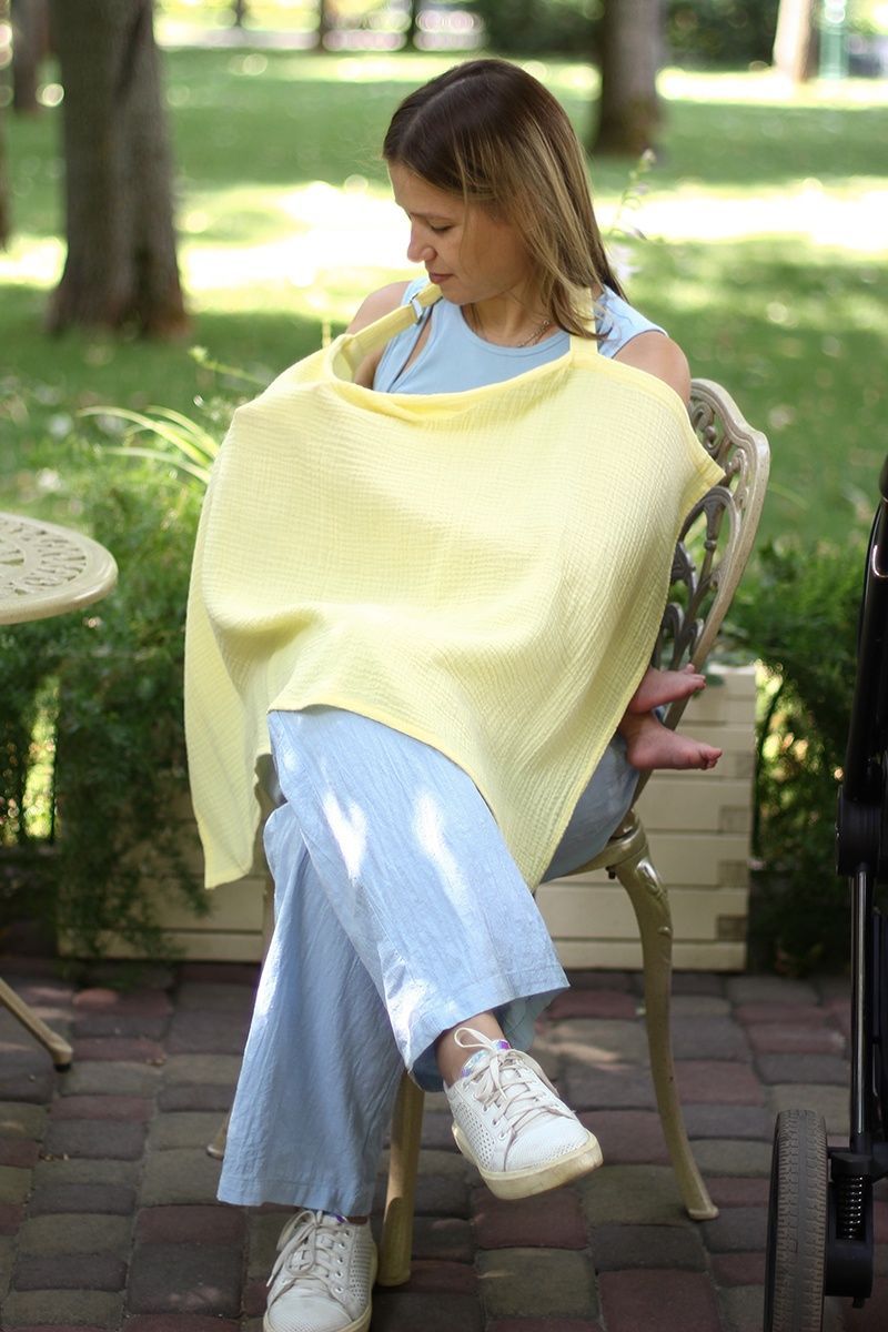 Жовта накидка для годування малюка NUR-1.4.7 фото